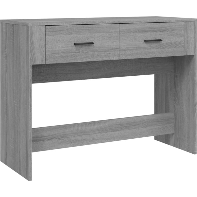 Décoshop26 - Table console avec deux tiroirs de rangement 100 x 39 x 75 cm bois d'ingénierie gris DEC031225