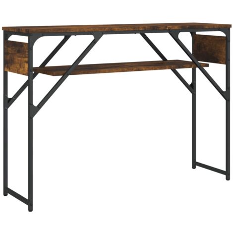 Table console avec étagère chêne fumé 105x30x75