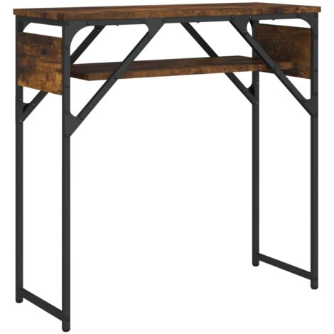 Table console avec étagère chêne fumé 75x30x75