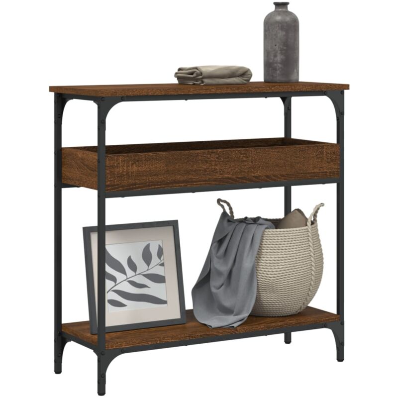 Vidaxl - Table console avec étagère chêne marron 75x29x75 cm