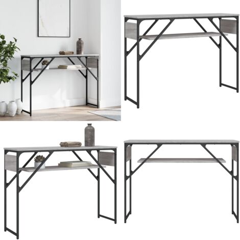 Table console avec étagère sonoma gris 105x30x75 cm - Table Basse - Table D'appoint - Meuble D'entrée - Table Console - Mobilier Moderne - Home & Living