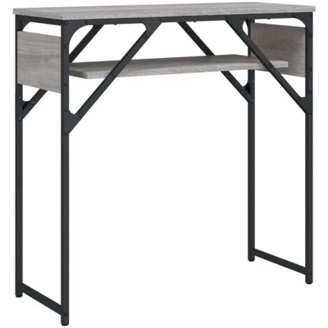 Table console avec étagère style industriel 75 x 30 x 75 cm bois d'ingénierie gris et métal DEC031656