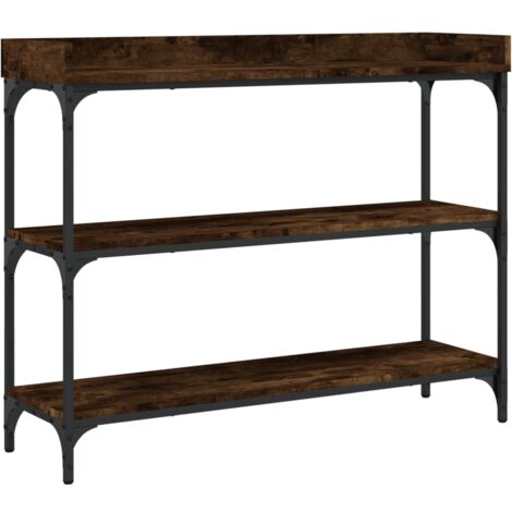 Table console avec étagères chêne fumé 100x30x80
