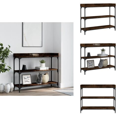 Table console avec étagères chêne fumé 100x30x80 cm - Table Basse - Table D'appoint - Meuble D'entrée - Table Console - Mobilier Moderne