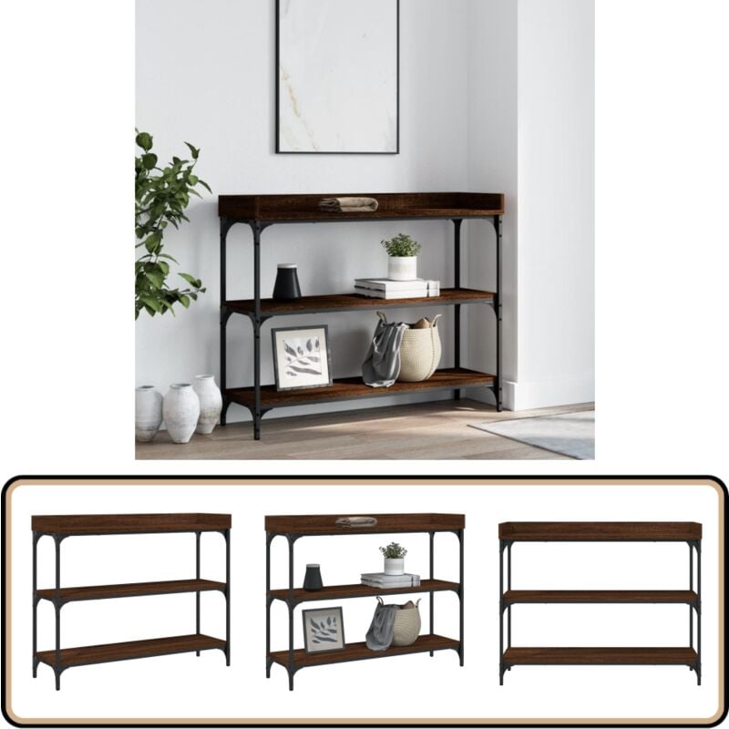 Vidaxl - Table console avec étagères chêne marron 100x30x80 cm - Table Basse - Meuble D'entrée - Table D'appoint - Table Console - Table Industrielle