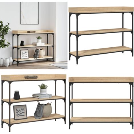Table console avec étagères chêne sonoma 100x30x80 cm - Table Basse - Table D'appoint - Meuble D'entrée - Table Console - Mobilier Moderne - Home & Living