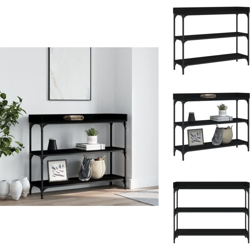 Vidaxl - Table console avec étagères noir 100x30x80 cm - Table Basse - Meuble D'entrée - Table Console - Table D'appoint - Table Industrielle