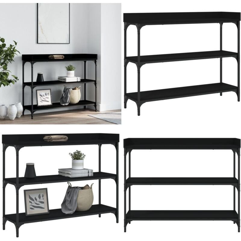 Vidaxl - Table console avec étagères noir 100x30x80 cm - Table Basse - Meuble D'entrée - Table Console - Table D'appoint - Table Industrielle - Home
