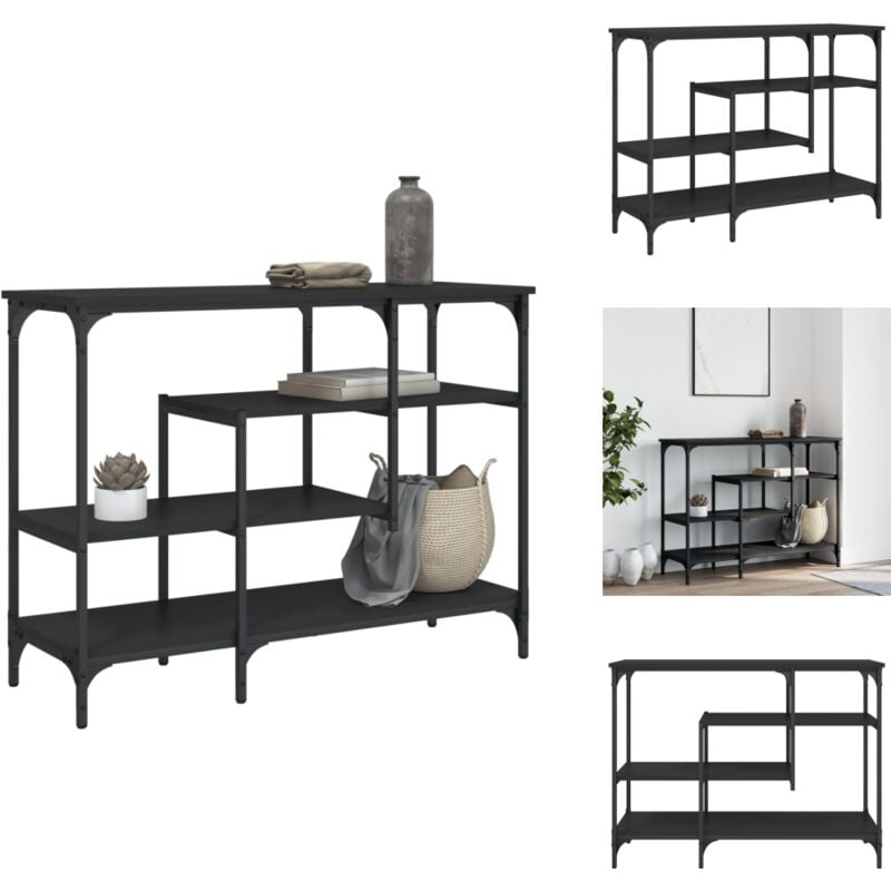Vidaxl - Table console avec étagères noir 100x35x75 cm - Table Basse - Table D'appoint - Meuble D'entrée - Table Console - Mobilier Industriel