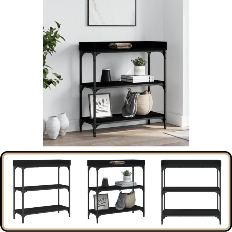 Vidaxl - Table console avec étagères noir 75x30x80 cm - Table Basse - Table D'appoint - Meuble D'entrée - Table Console - Mobilier Industriel