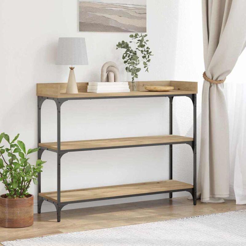 Table Console avec étagère chêne artisanal 100 x 30 x 80 cm Vidaxl