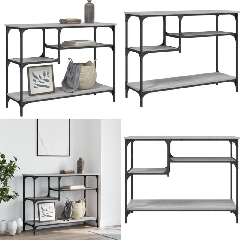 Vidaxl - Table console avec étagères sonoma gris 100x35x75 cm - Table Basse - Table D'appoint - Meuble D'entrée - Table Console - Table Industrielle