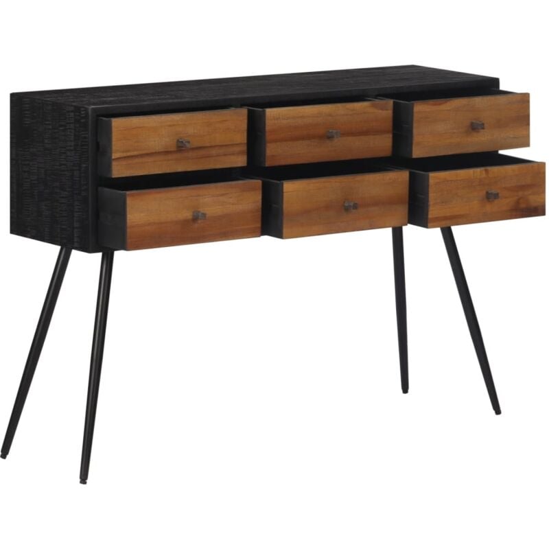 vidaXL Table console avec tiroirs 116x30x76 cm teck massif récupéré