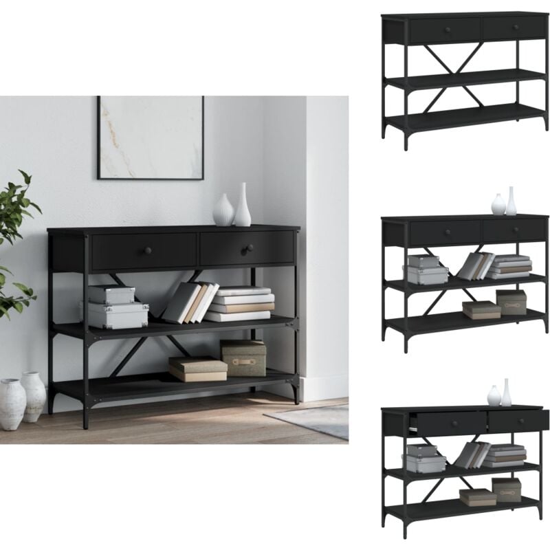 Vidaxl - Table console avec tiroirs et étagères noir bois d'ingénierie - Table Basse - Meuble Entrée - Table D'appoint - Table Console - Mobilier