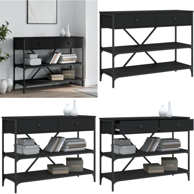 Vidaxl - Table console avec tiroirs et étagères noir bois d'ingénierie - Table Basse - Meuble Entrée - Table D'appoint - Table Console - Mobilier