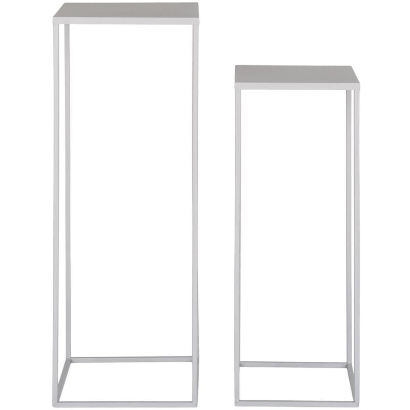 Table Console Beja, Métal, Beige, 22x22x60 cm