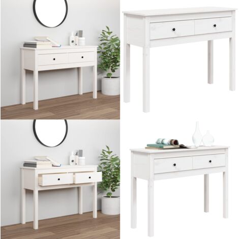 Table console Blanc 100x35x75 cm Bois massif de pin - Table d'entrée - Table d'accent