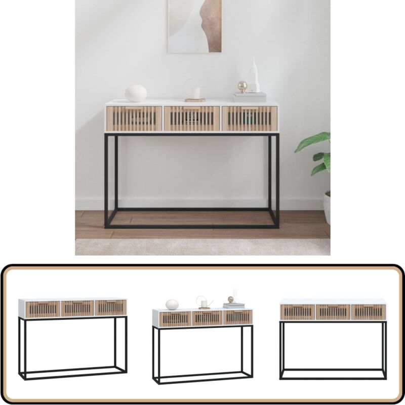 Vidaxl - Table console blanc 105x30x75 cm bois d'ingénierie et fer - Table Basse - Meuble Entrée - Table Console - Table Design - Mobilier Scandinave