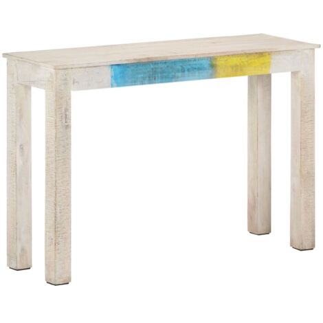 Table console Blanc 115x35x77 cm Bois de manguier brut vidaXL