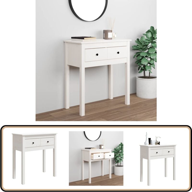 Vidaxl - Table console Blanc 70x35x75 cm Bois massif de pin - Table Basse - Table D'appoint - Meuble De Salon - Table Console - Table Entrée