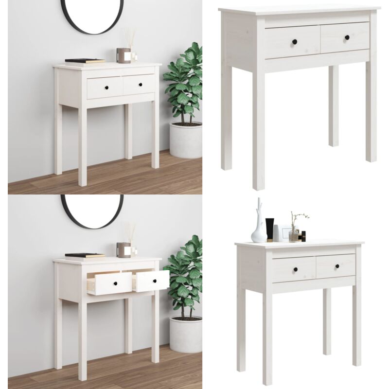 Vidaxl - Table console Blanc 70x35x75 cm Bois massif de pin - Table Basse - Table D'appoint - Meuble De Salon - Table Console - Table Entrée - Home &