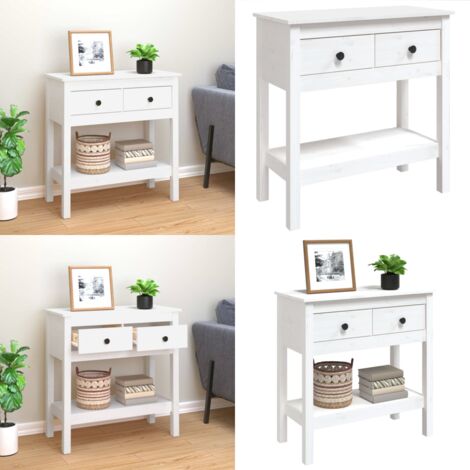 Table console Blanc 75x35x75 cm Bois massif de pin - Table Basse - Meuble De Salon - Table D'appoint - Table Console - Bois Massif - Home & Living