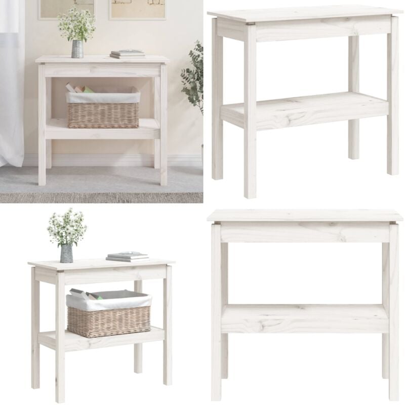 Vidaxl - Table console Blanc 80x40x75 cm Bois de pin solide - Table Basse - Meuble Entrée - Table Console Blanche - Table Design - Table Bois Massif