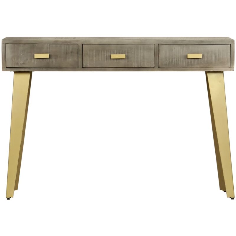 Vidaxl - Table console Bois de manguier Gris avec laiton 110x35x76 cm