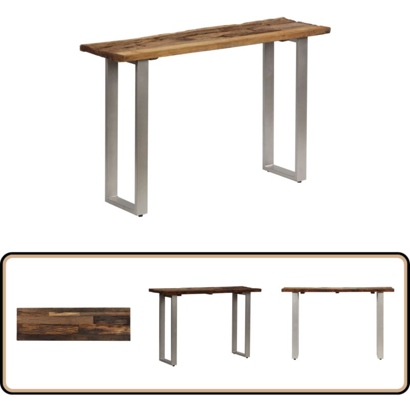 Vidaxl - Table console Bois de récupération et acier 120x35x76 cm - Table Basse Industrielle - Table D'appoint Vintage - Table Console Design