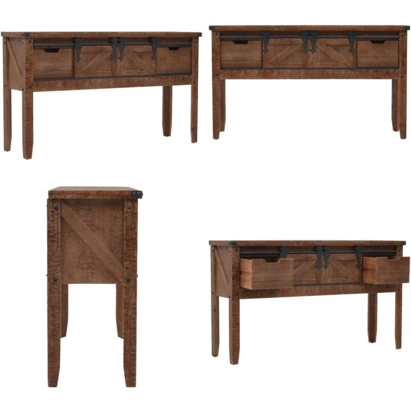 Vidaxl - Table console Bois massif de sapin 131 x 35,5 x 75 cm Marron - Table Basse - Meuble Rangement - Table Console - Table D'appoint - Table