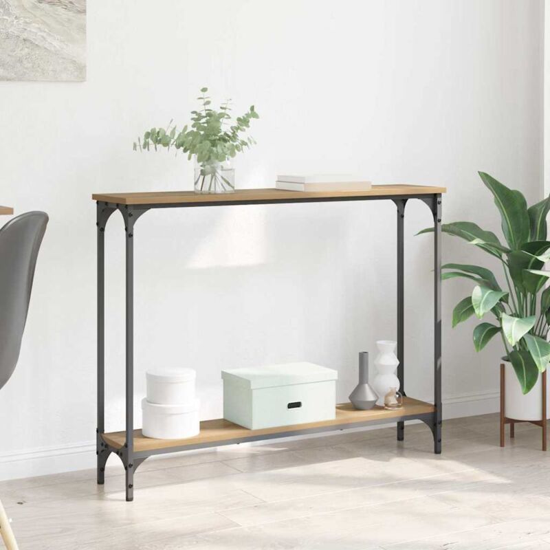 Table console avec étagère Chêne artisanal 101 x 23 x 15,5 cm vidaXL