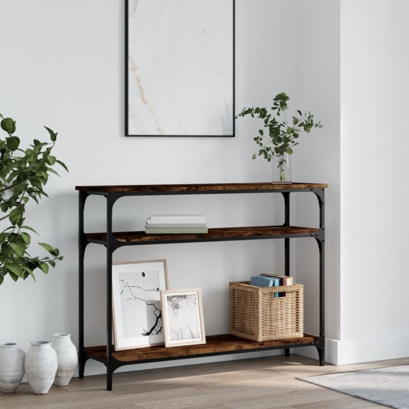 Table console chêne fumé 100x29x75 cm bois d ingénierie