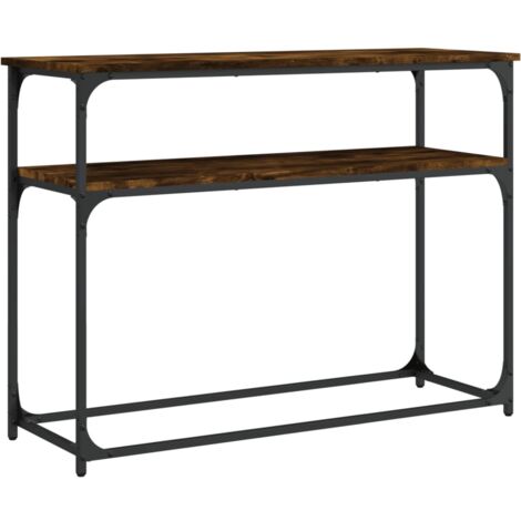 Table console chêne fumé 100x35,5x75 bois d'ingénierie