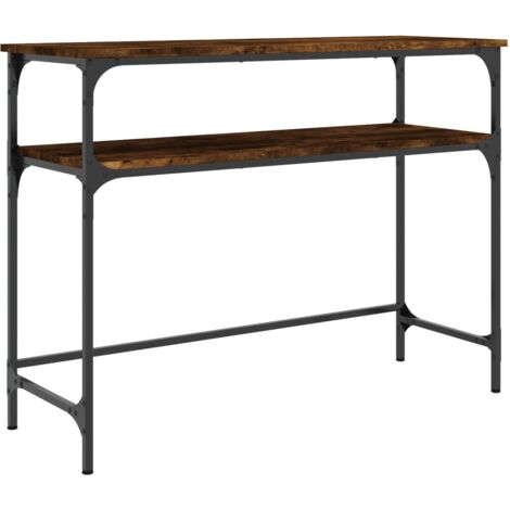 Table console chêne fumé 100x35,5x75 bois d'ingénierie