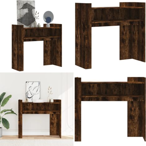 Table console chêne fumé 100x35x90 cm bois d'ingénierie - Table Basse - Meuble D'entrée - Table D'appoint - Table Console - Étagère Murale - Home & Living