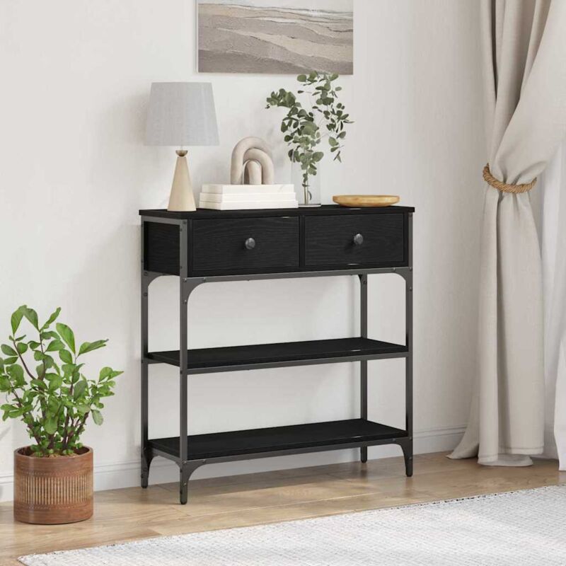 Table Console avec tiroir Chêne noir 72,5 x 25 x 75 cm Vidaxl