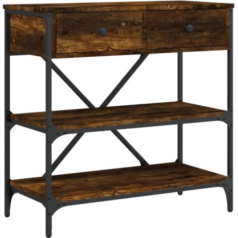Table console chêne fumé 75x34,5x75 bois d'ingénierie