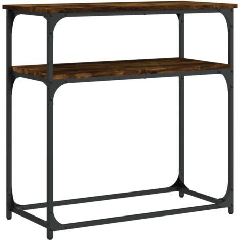 Table console chêne fumé 75x35,5x75 bois d'ingénierie