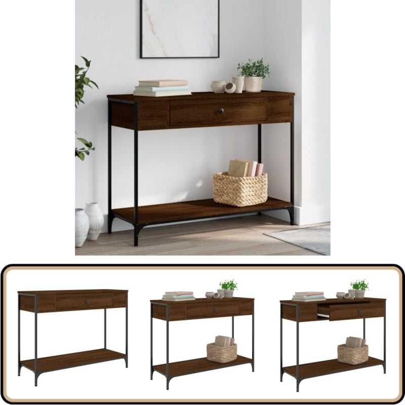 Vidaxl - Table console chêne marron 100x34,5x75 cm bois d'ingénierie - Table Basse - Meuble D'entrée - Table D'appoint - Table Industrielle - Table