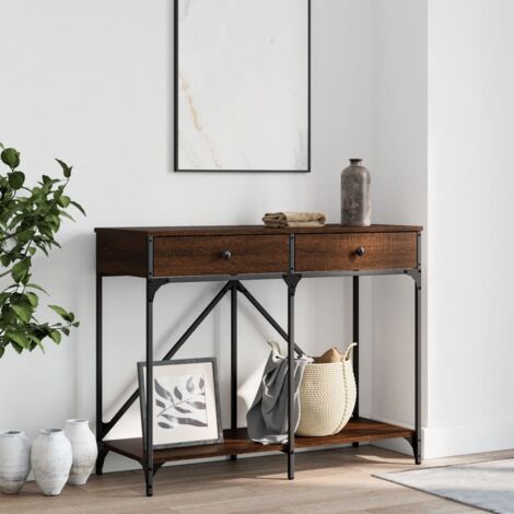 Table console chêne marron 100x39x78,5 cm bois d'ingénierie vidaXL