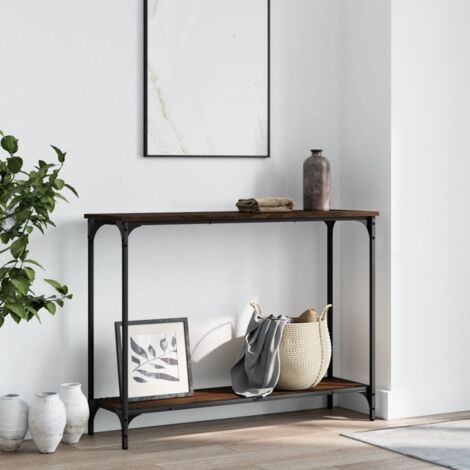 Table console chêne marron 101x30,5x75 cm bois d'ingénierie vidaXL