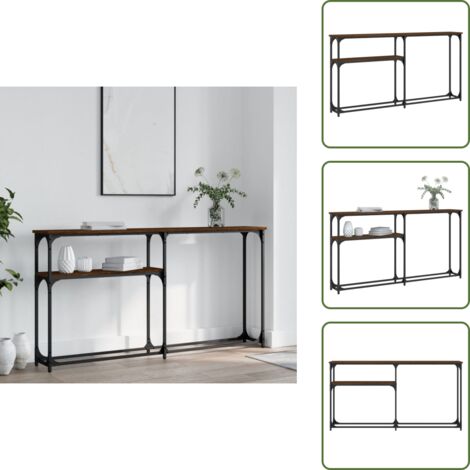 Table console chêne marron 145x22,5x75 cm bois d'ingénierie - Table Basse - Meuble D'entrée - Table D'appoint - Table Industrielle - Table Console