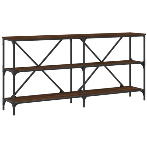 Table console chêne marron 160x30x75 bois d'ingénierie et fer