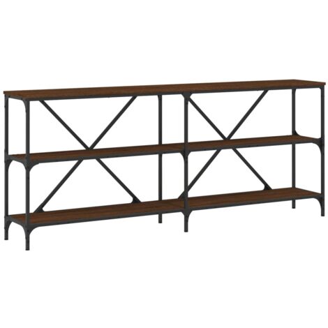 Table console chêne marron 180x30x75 bois d'ingénierie et fer