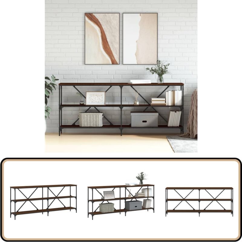 Vidaxl - Table console chêne marron 180x30x75 bois d'ingénierie et fer - Table Basse - Meuble D'entrée - Table Console - Table D'appoint - Décoration
