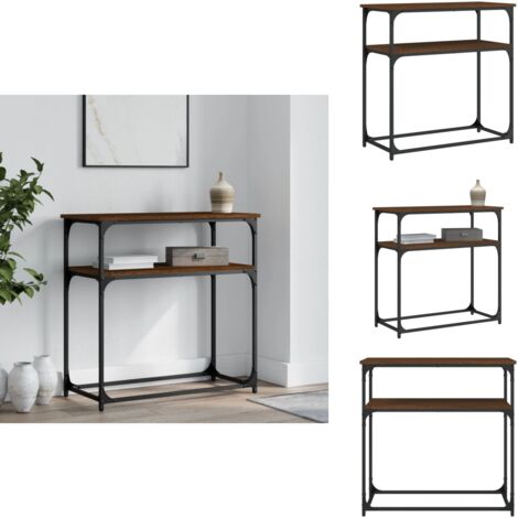 Table console chêne marron 75x35,5x75 cm bois d'ingénierie - Table Basse - Meuble D'entrée - Table D'appoint - Table Console - Mobilier Industriel