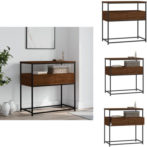 Table console chêne marron 75x40x75 cm bois d'ingénierie - Table Basse - Table D'appoint - Meuble D'entrée - Table Console - Mobilier Industriel