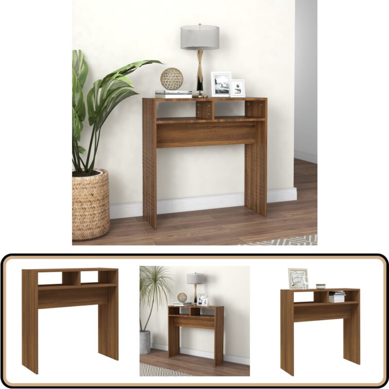 Vidaxl - Table console Chêne marron 78x30x80 cm Bois d'ingénierie - Table Basse - Meuble D'appoint - Table Console - Table D'entrée - Rangement