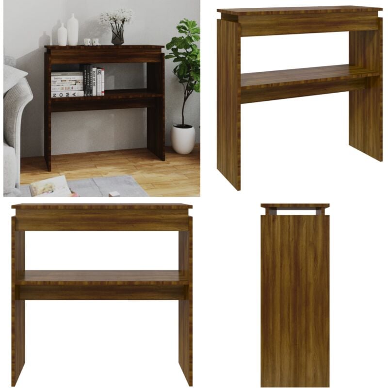 Vidaxl - Table console Chêne marron 80x30x80 cm Bois d'ingénierie - Table Basse - Table D'appoint - Meuble Rangement - Design Minimaliste - Table