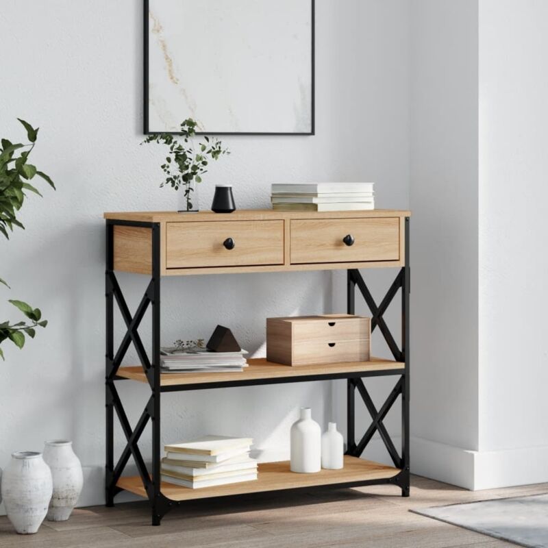 Table console chêne sonoma 75x28x75 cm bois d'ingénierie Vidaxl